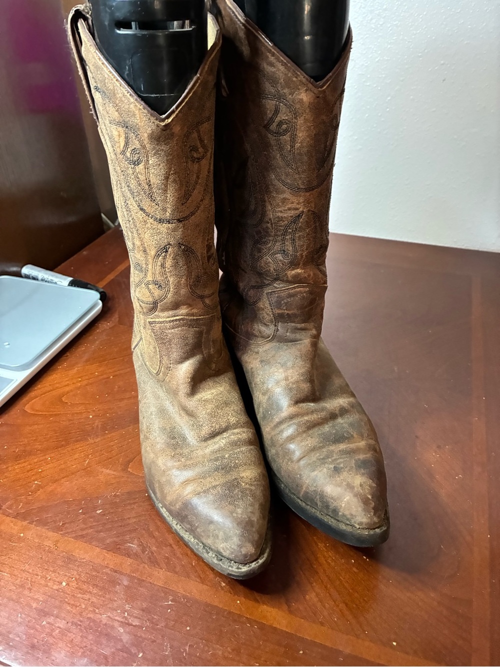 FRYE Vtg Women Brown Leather Western Cowboy Designer Boots 8B